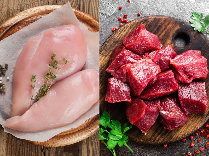 Thịt gà và thịt bò là nguồn Arginin dồi dào